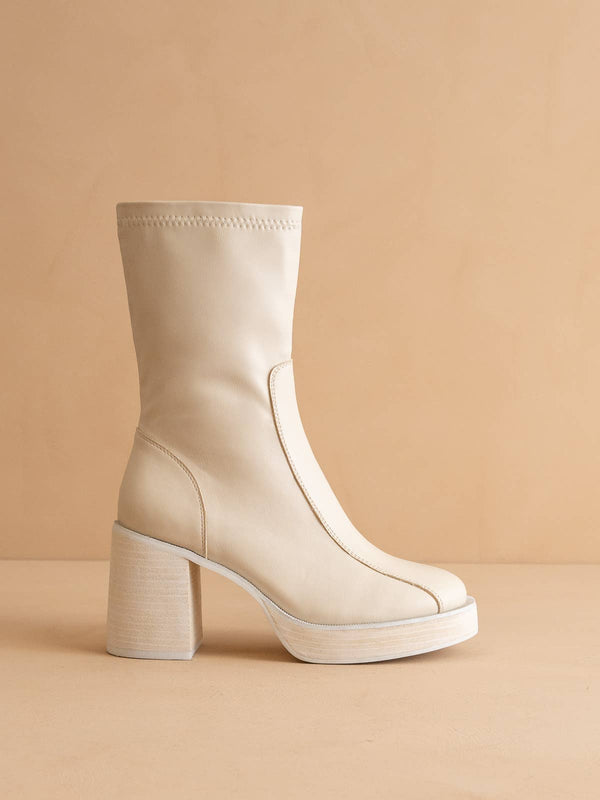the josephine beige | platform short boots