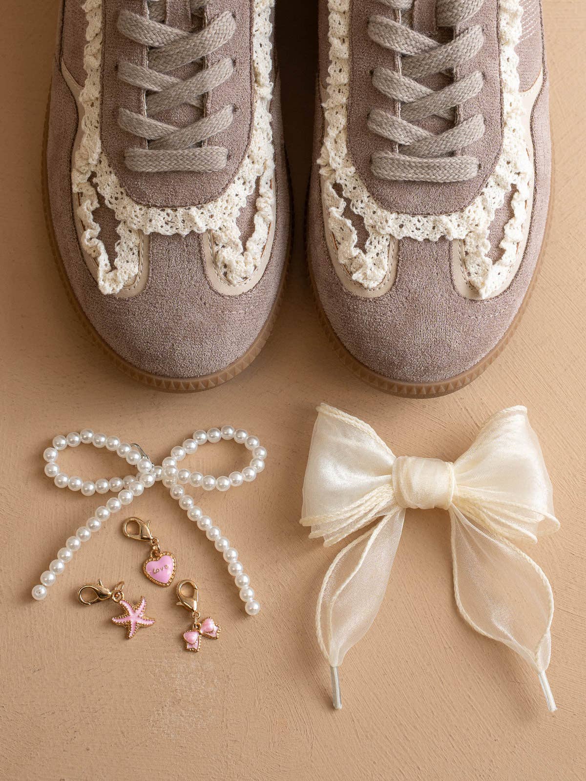 Dark Grey Lace-Trimmed Retro Sneaker