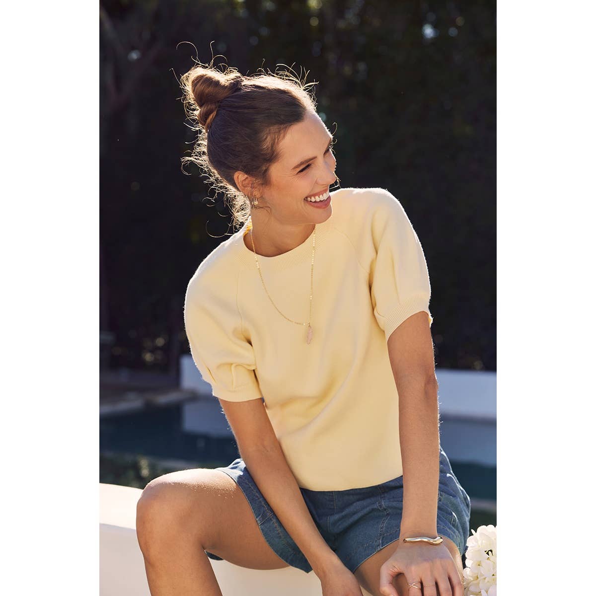 Easy Volume Movement Breathable Cotton Sweater With Puff