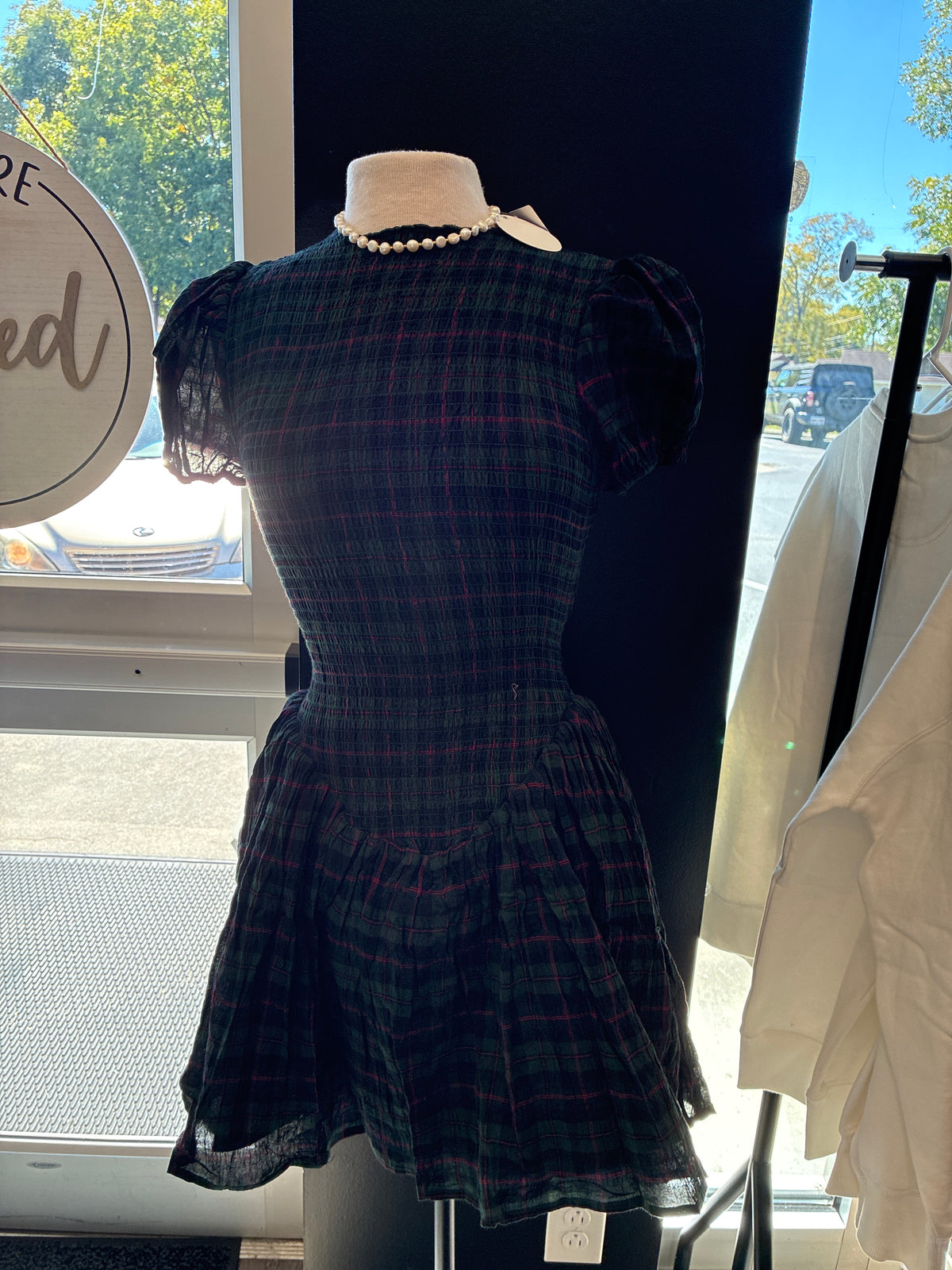 Christmas Green Plaid Mini Dress