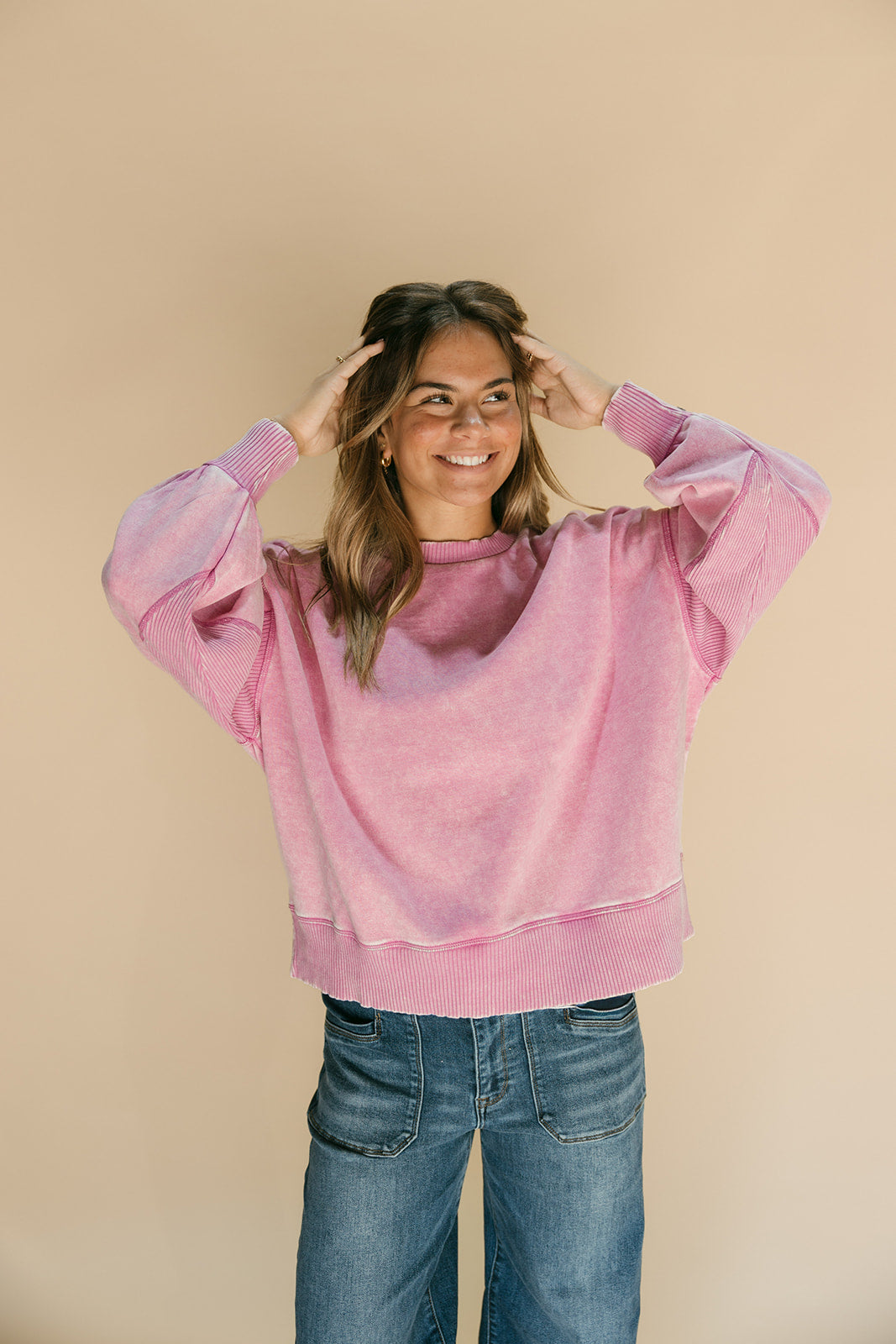 Acid wash oversized pullover