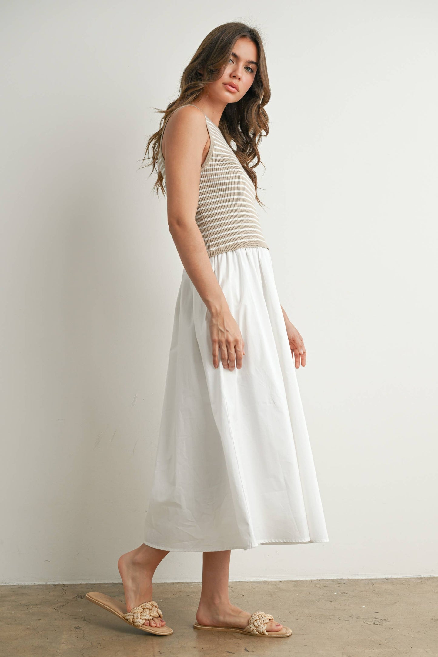 Striped Sleeveless Maxi Dress with Pockets