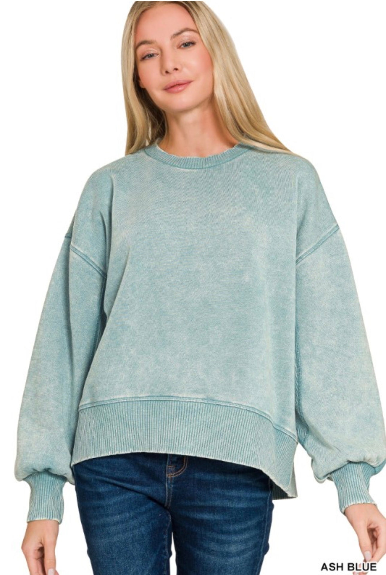 Acid wash oversized pullover