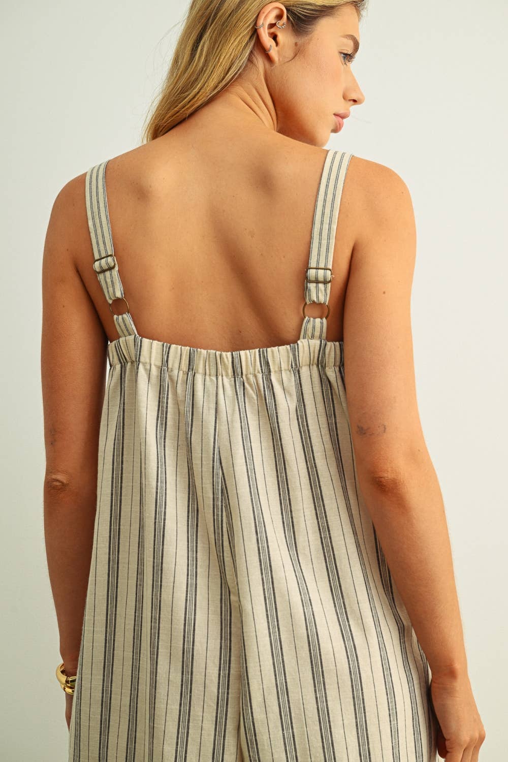Stripe Printed Wide Leg Jumpsuit