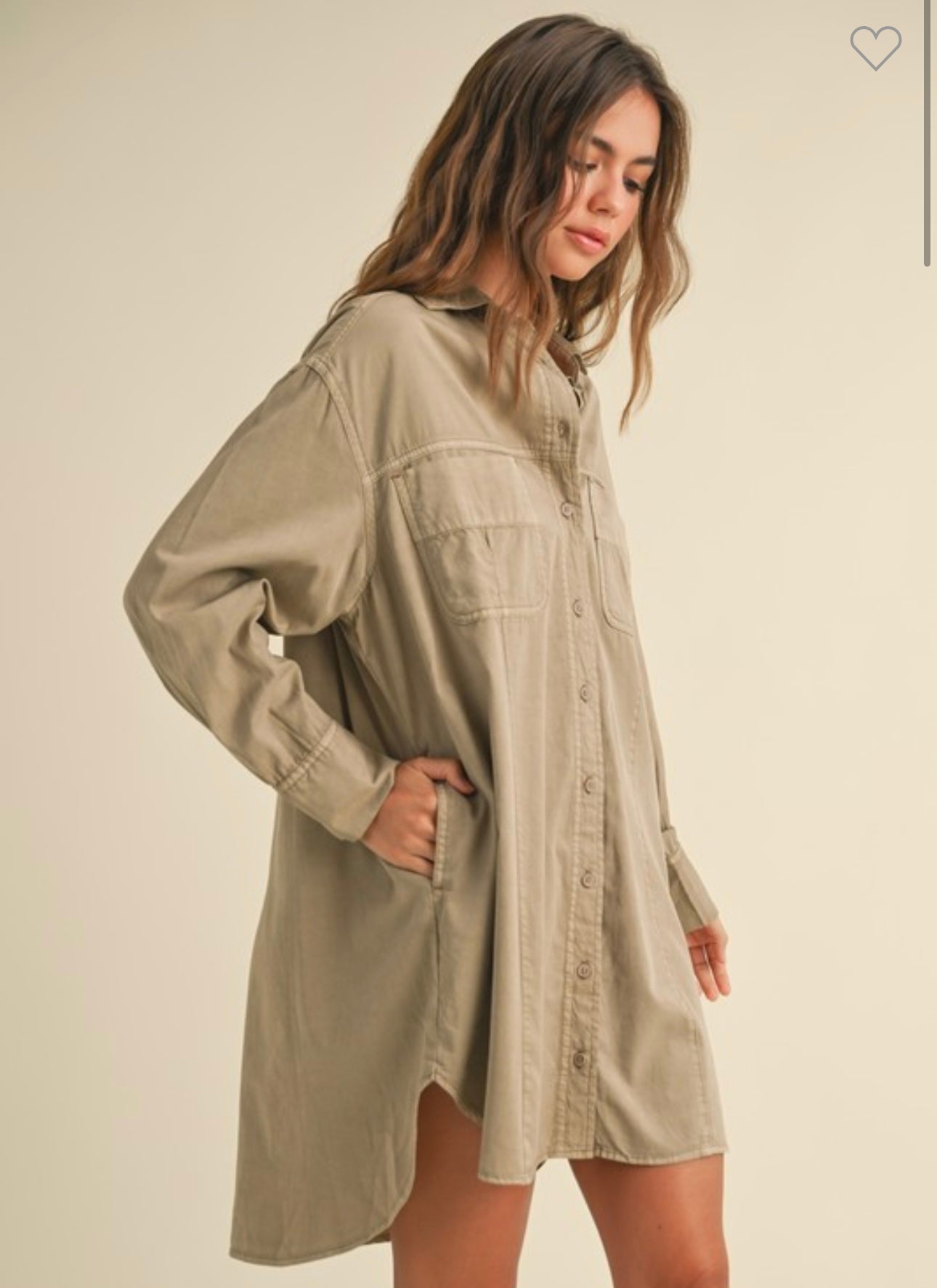 Washed Buttondown Shirt Dress