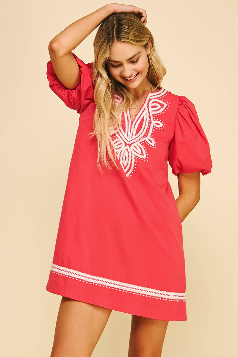 Embroidered Detail Mini Dress