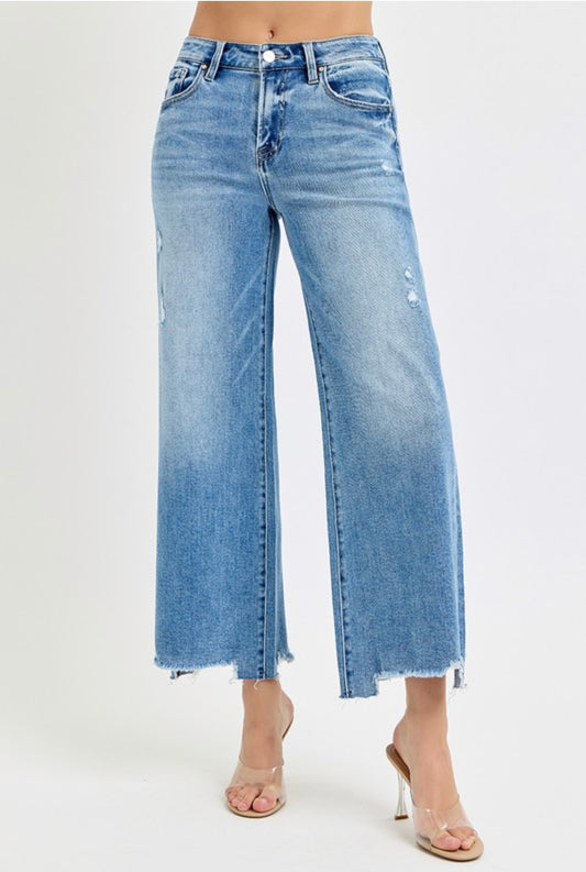 Risen High Rise Crop Wide Jeans