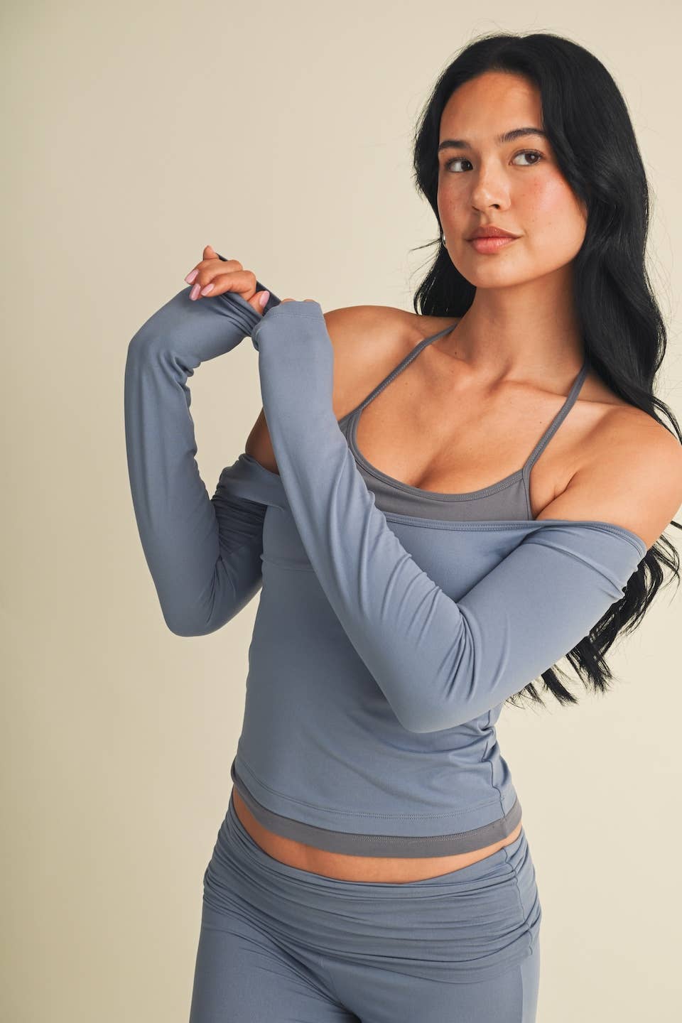 Soft Knit Double Layered Long Sleeve Top