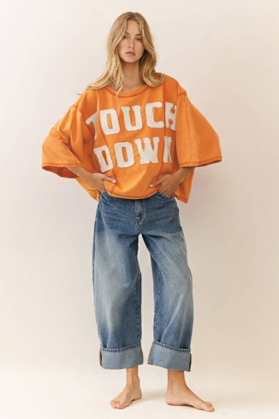 Game Day | Multi- Team Oversized “Touch Down” Short Sleeve Sweatshirt