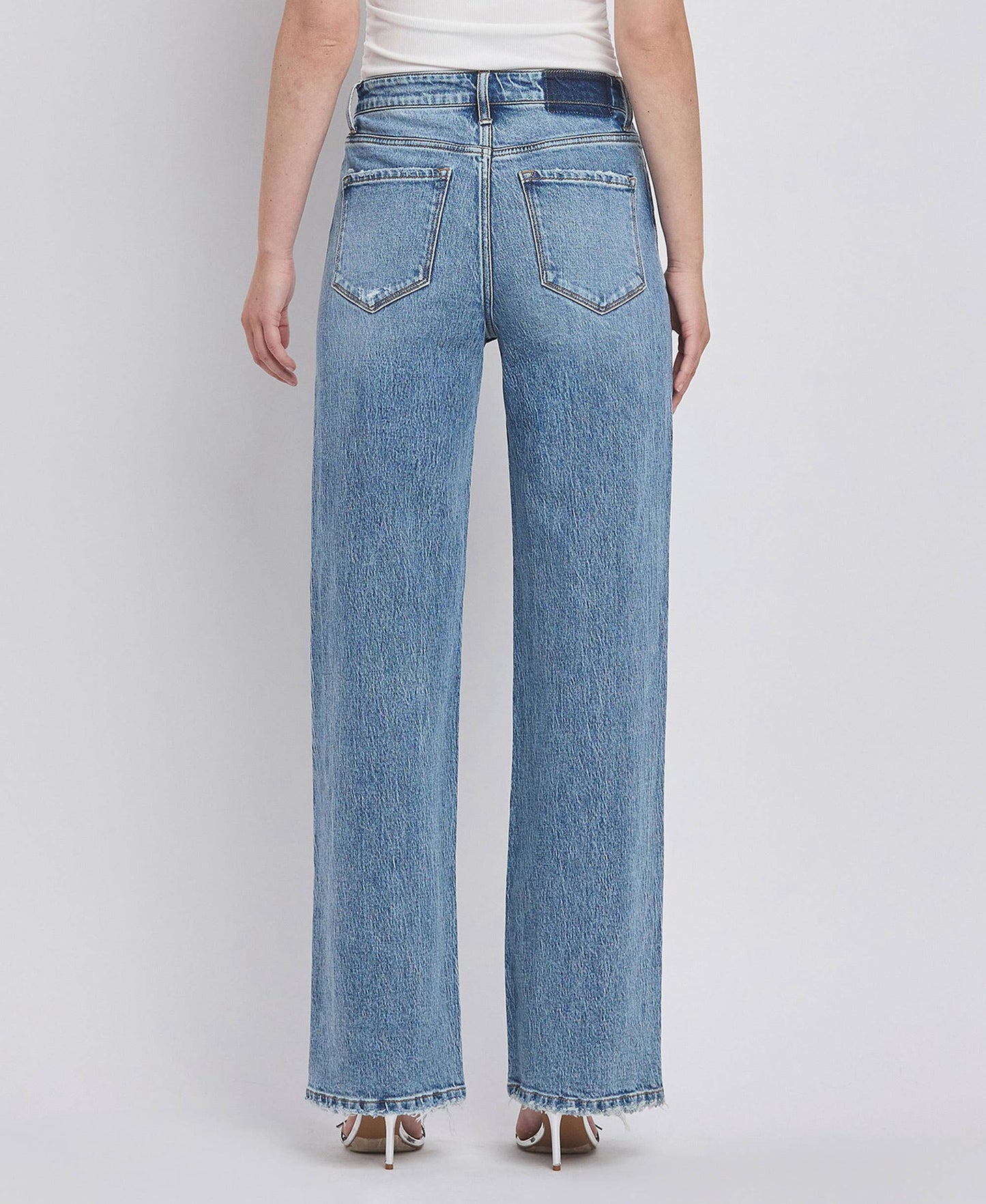 90's Super High Rise Medium Wash Wide Jeans