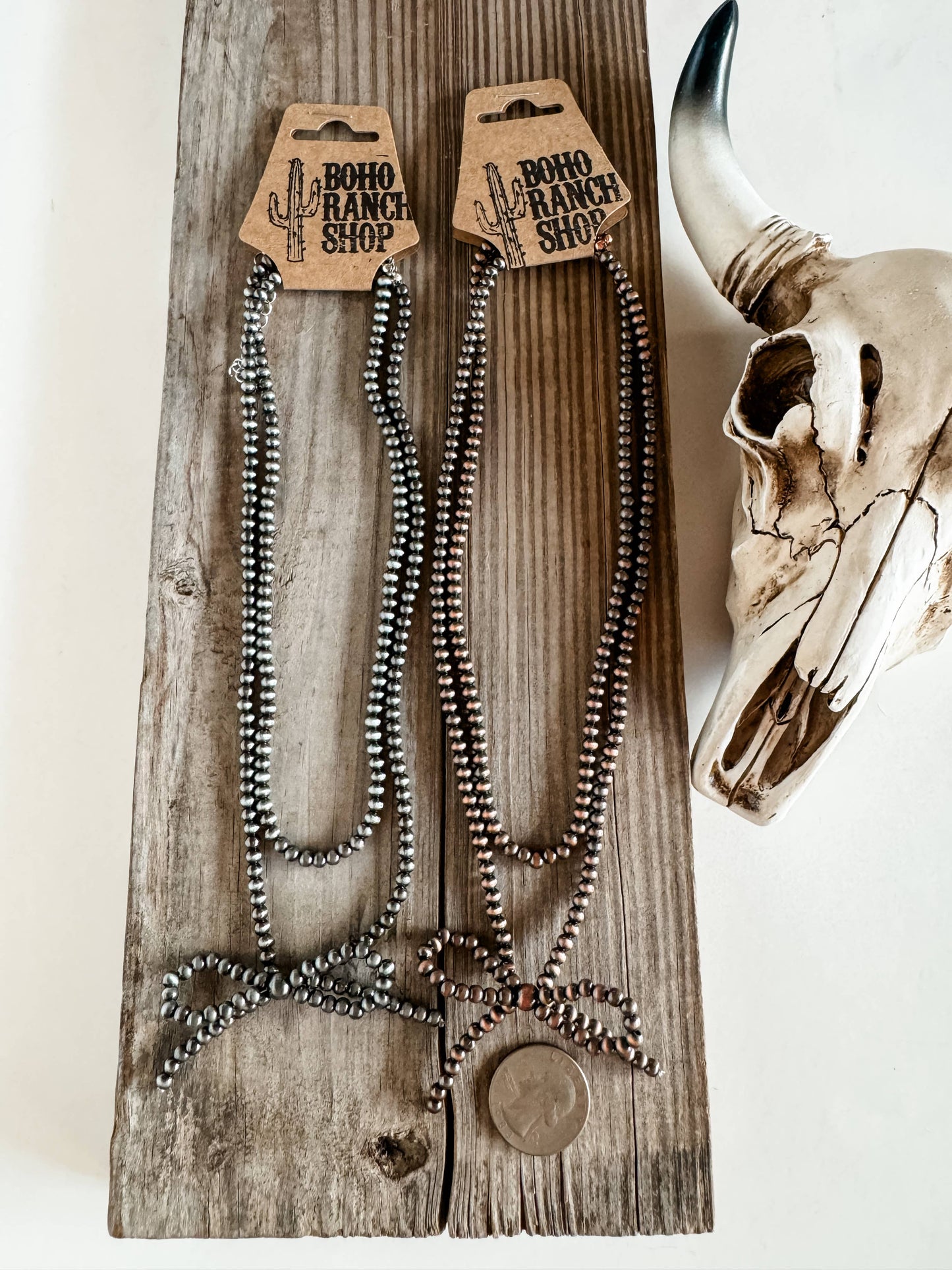 Western Layered Navajo Bead Bow Chain Necklace