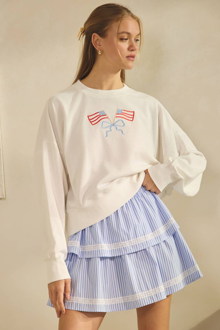 USA Flag Cropped Sweatshirt
