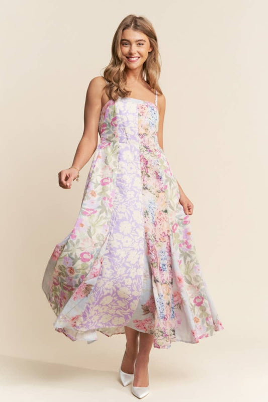 Enchanted Garden Patchwork Midi Dress