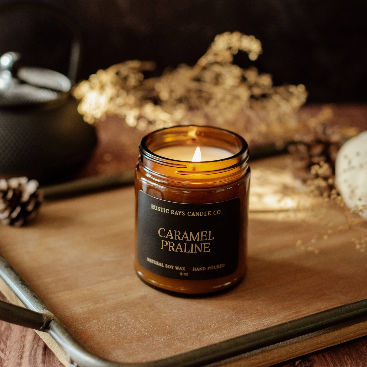 Caramel Praline 9 oz Soy Candle - Fall Home Decor & Gifts
