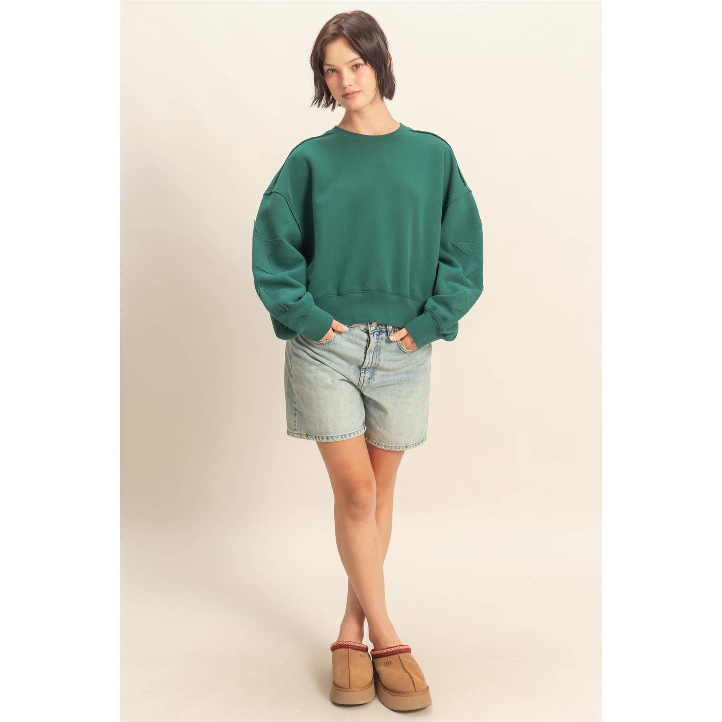 star patch crewneck sweatshirt