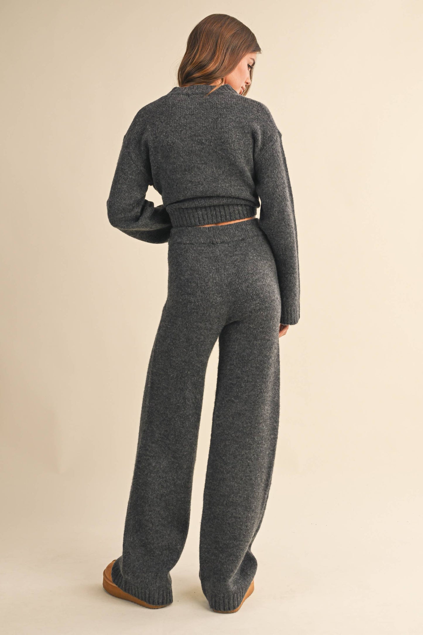 melange cropped sweater top and straight joggers