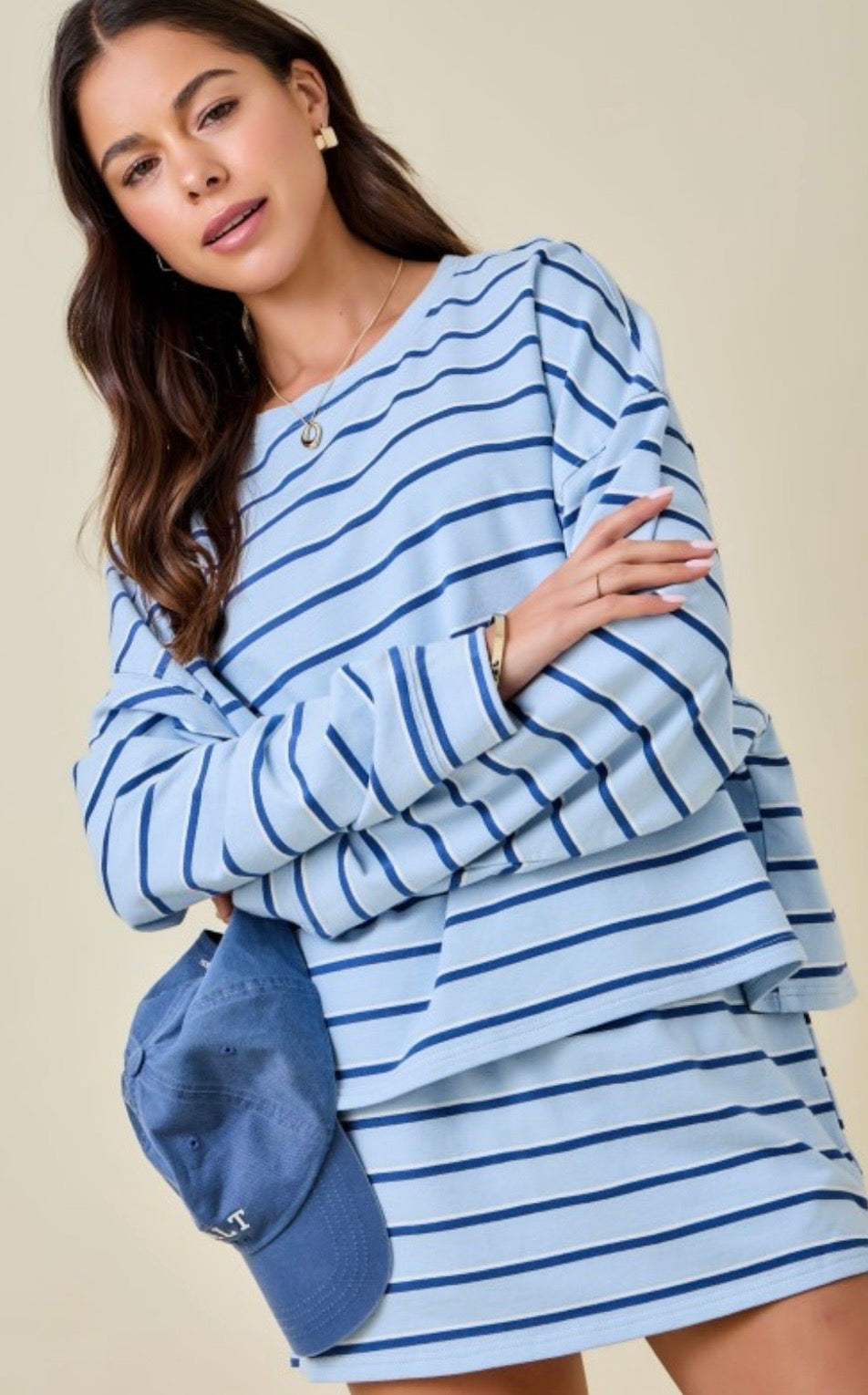 Baby blue striped sailor set