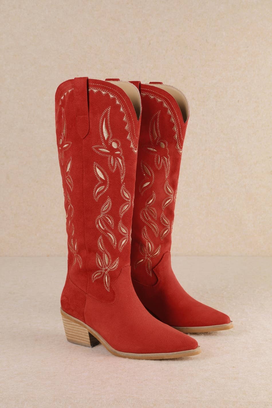 ENORA LEAVES EMBROIDERY WESTERN TALL COWBOY BOOTS