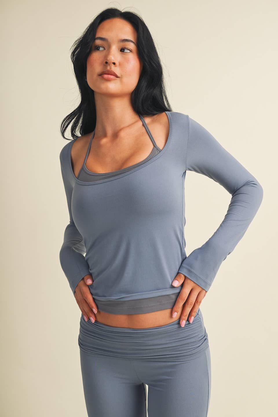 Soft Knit Double Layered Long Sleeve Top