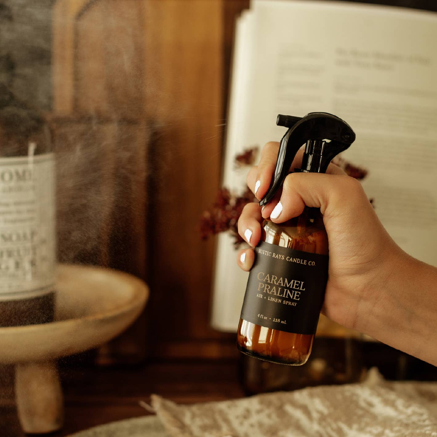 Caramel Praline Fall Room Spray - 4 oz Amber Glass Bottle