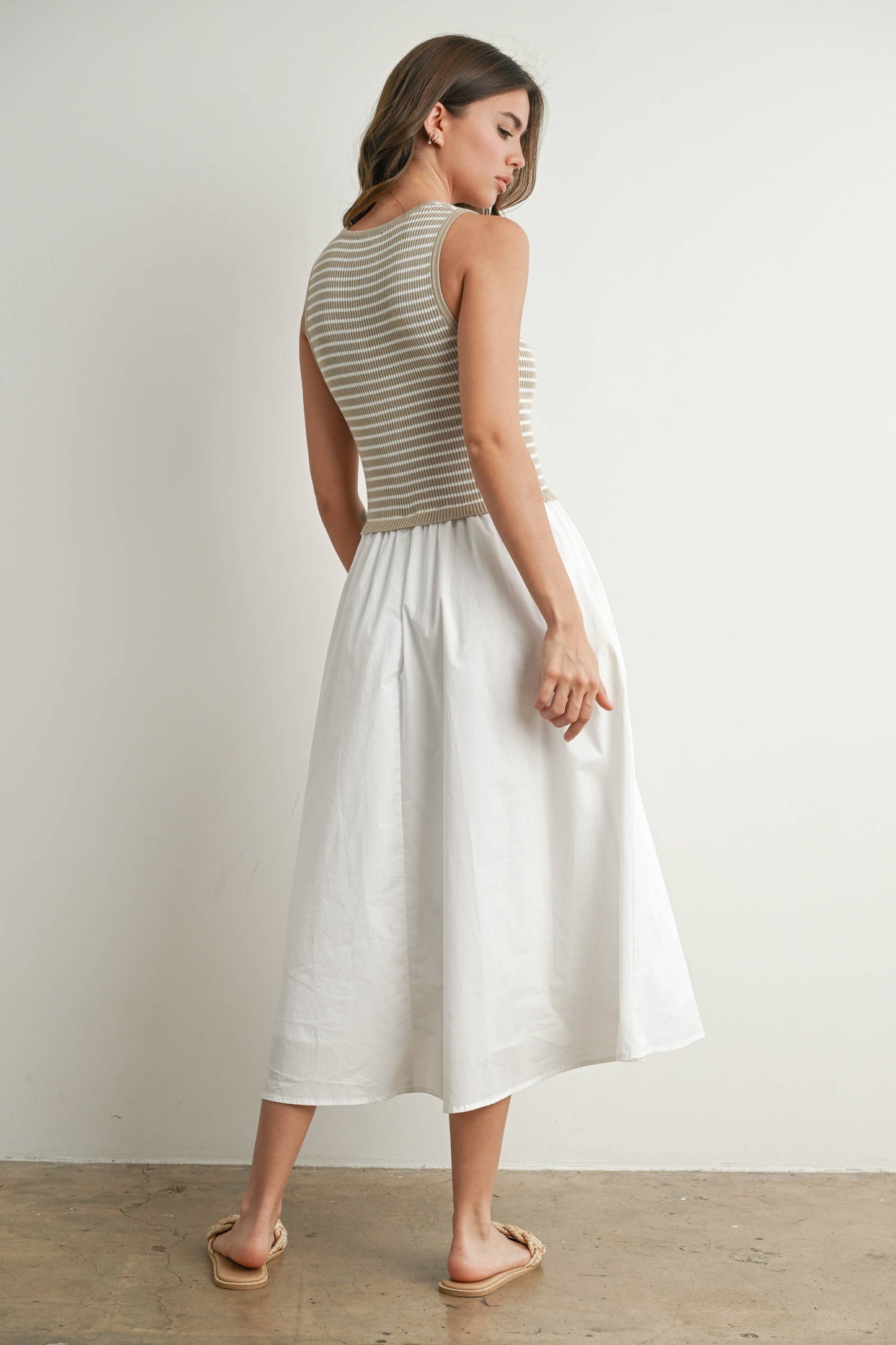 Striped Sleeveless Maxi Dress with Pockets