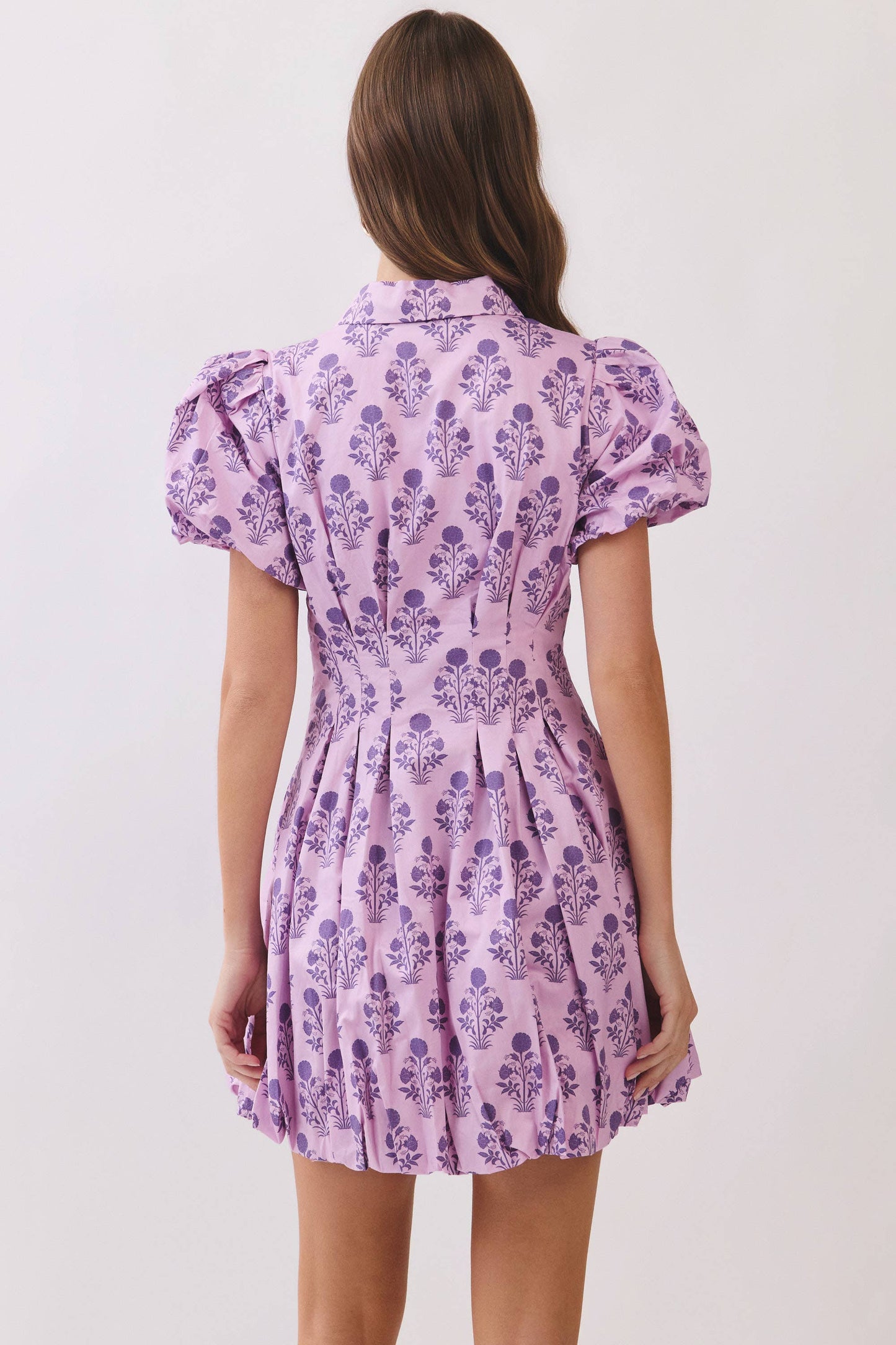 Floral Print Puff Sleeve Bubble Hem Mini Dress
