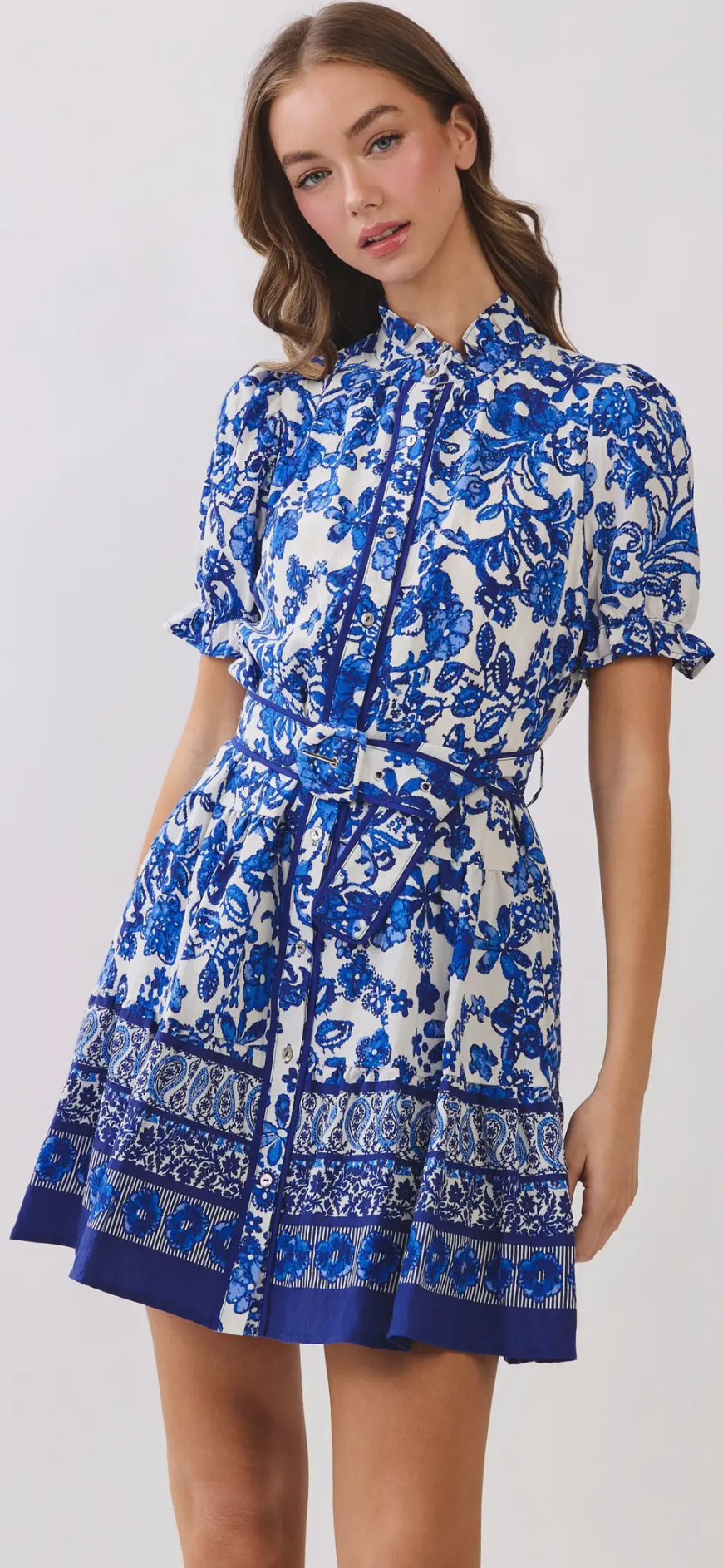 Blue Paisley Waist Tie Dress