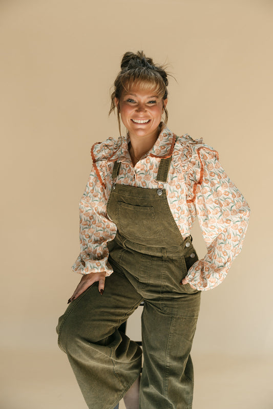 Floral print ruffled blouse