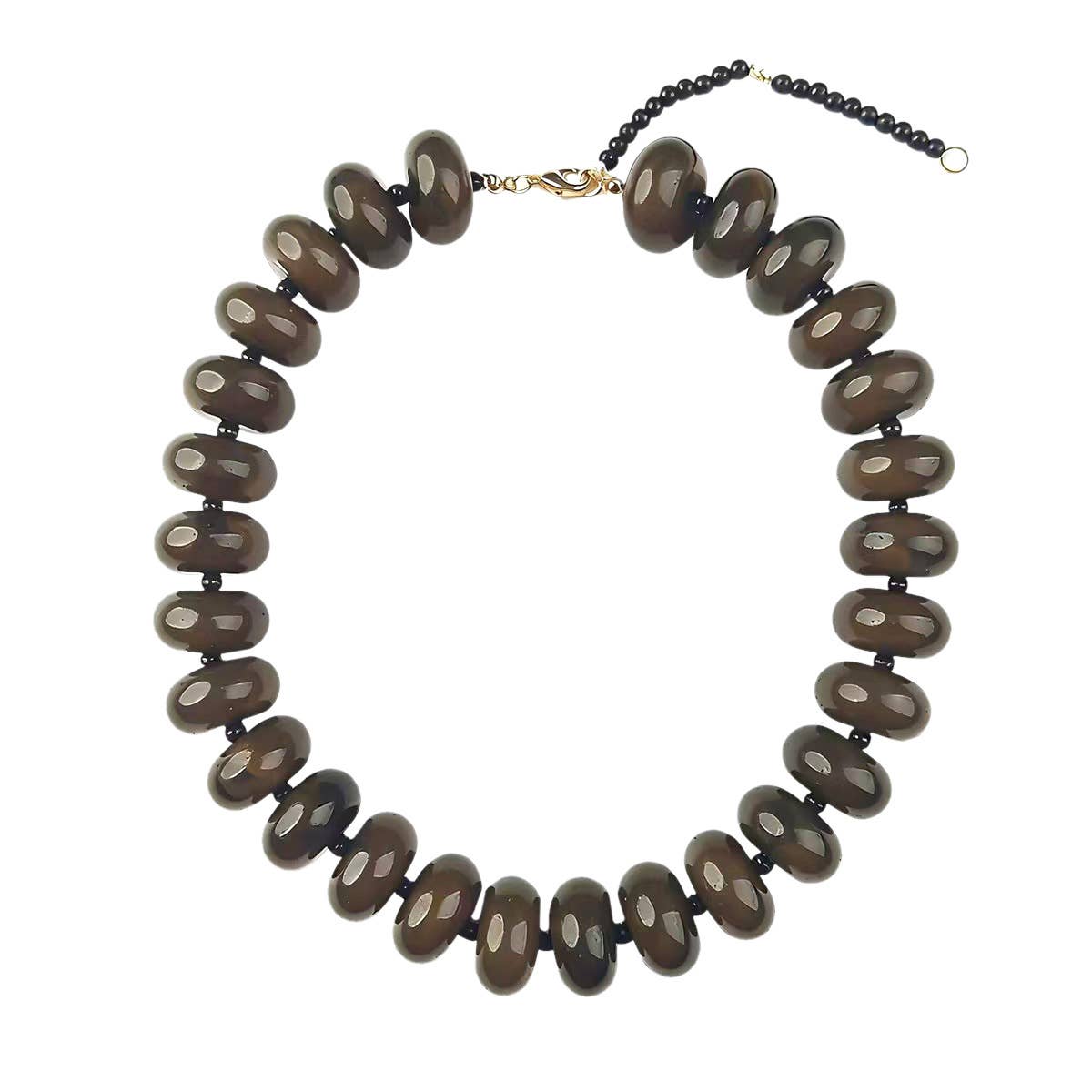 Bailey Chunky Beaded Necklace- Brown