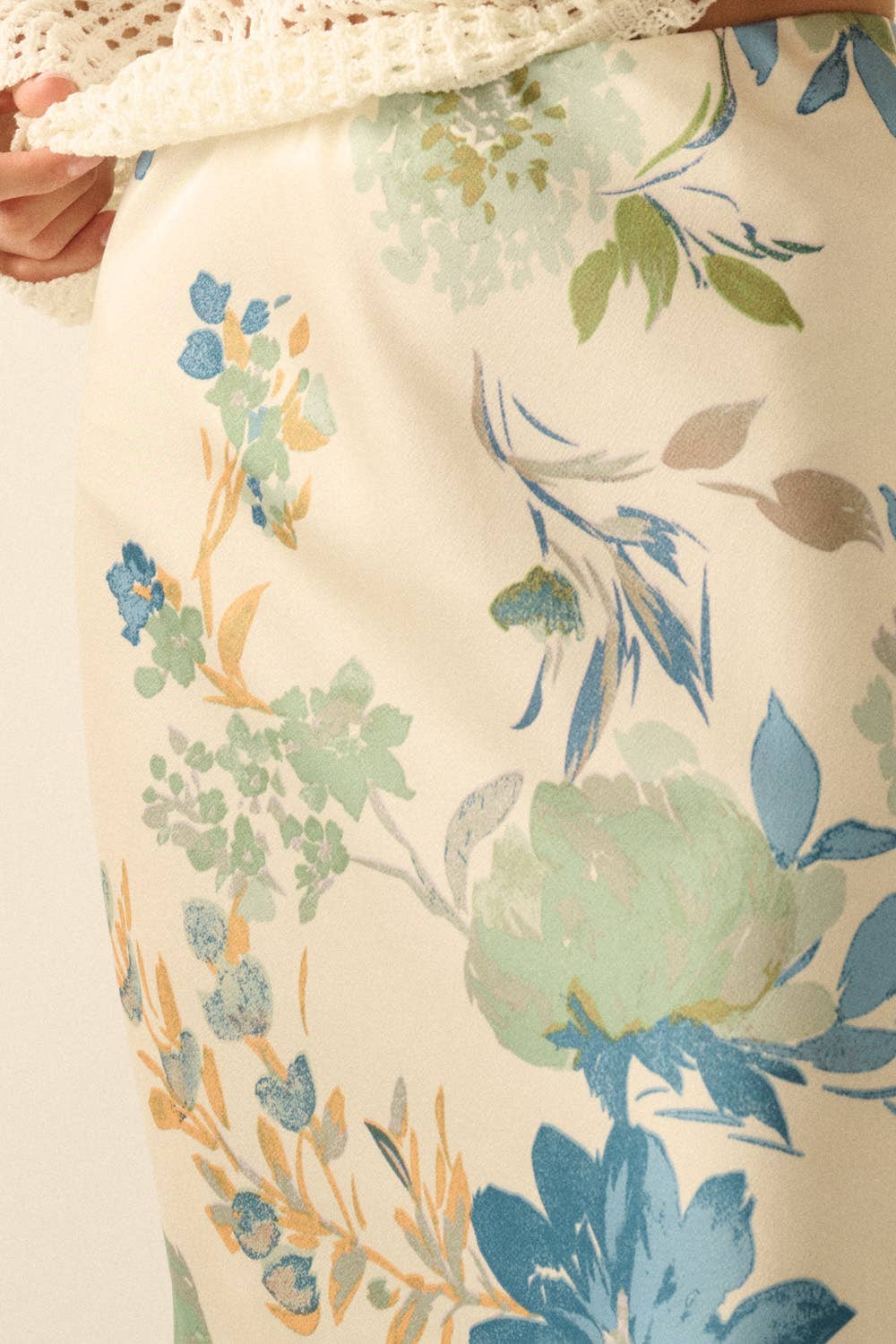 Textured Floral-Print Bias-Cut Maxi Skirt