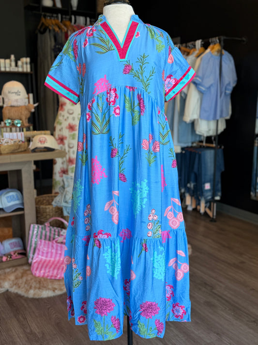 Peri Blue Floral Dress