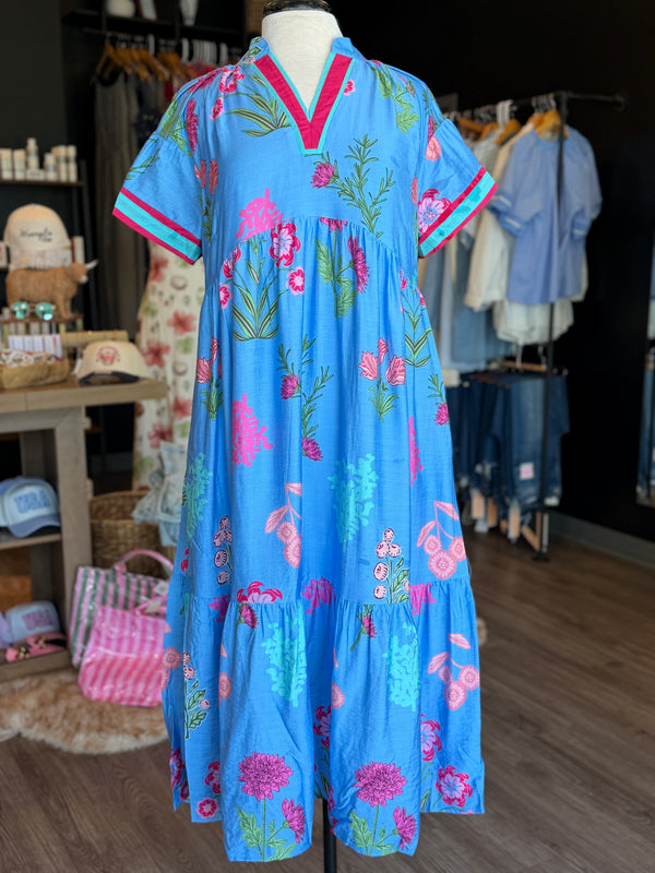Peri Blue Floral Dress