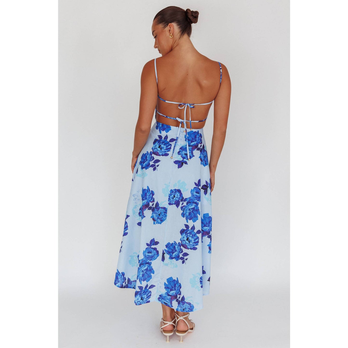Square Neck Floral Maxi Dresa