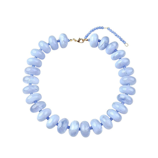 Chunky Beaded Necklace- Light Blue