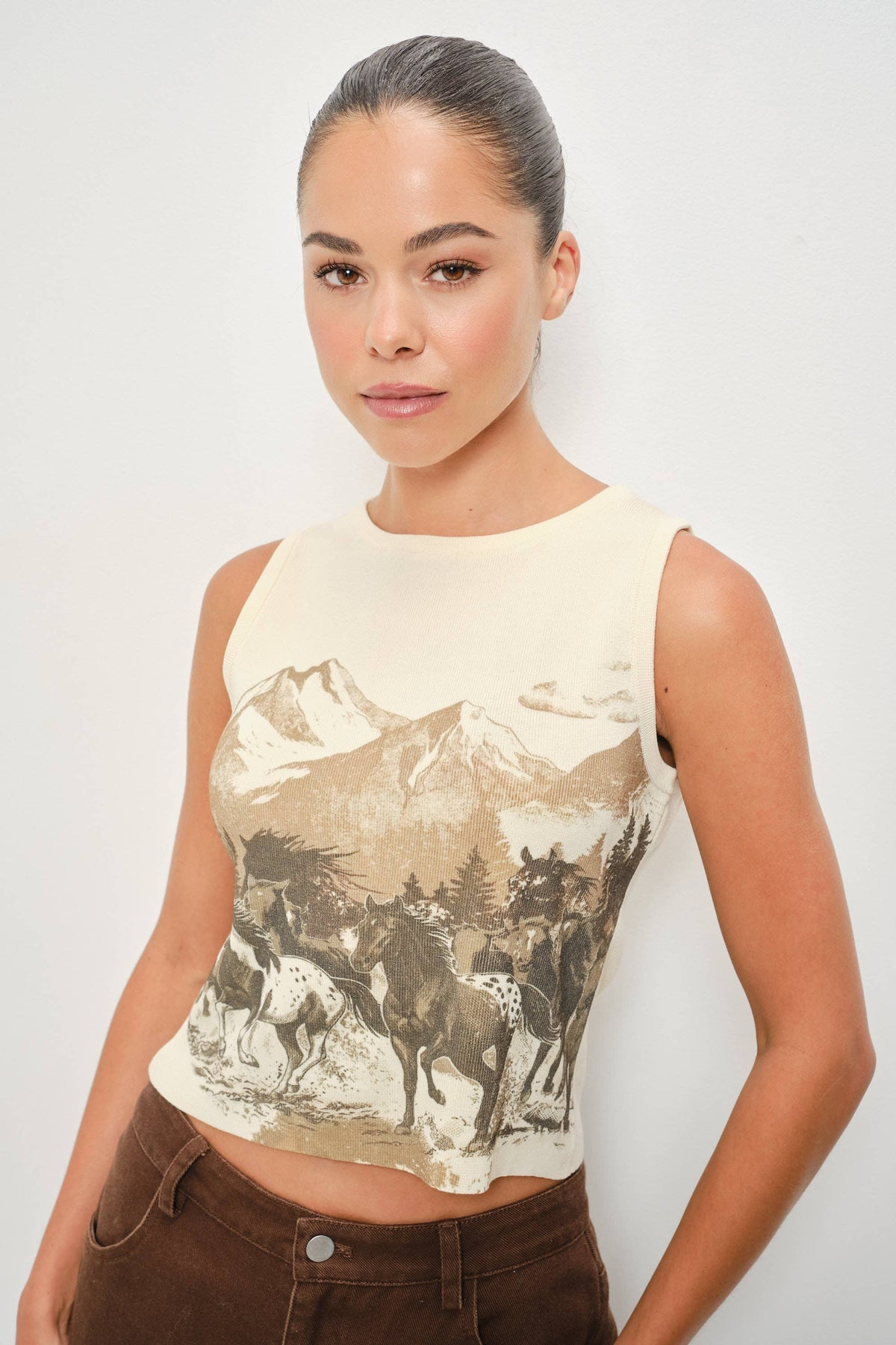 Western Graphic Knit Sweater Top