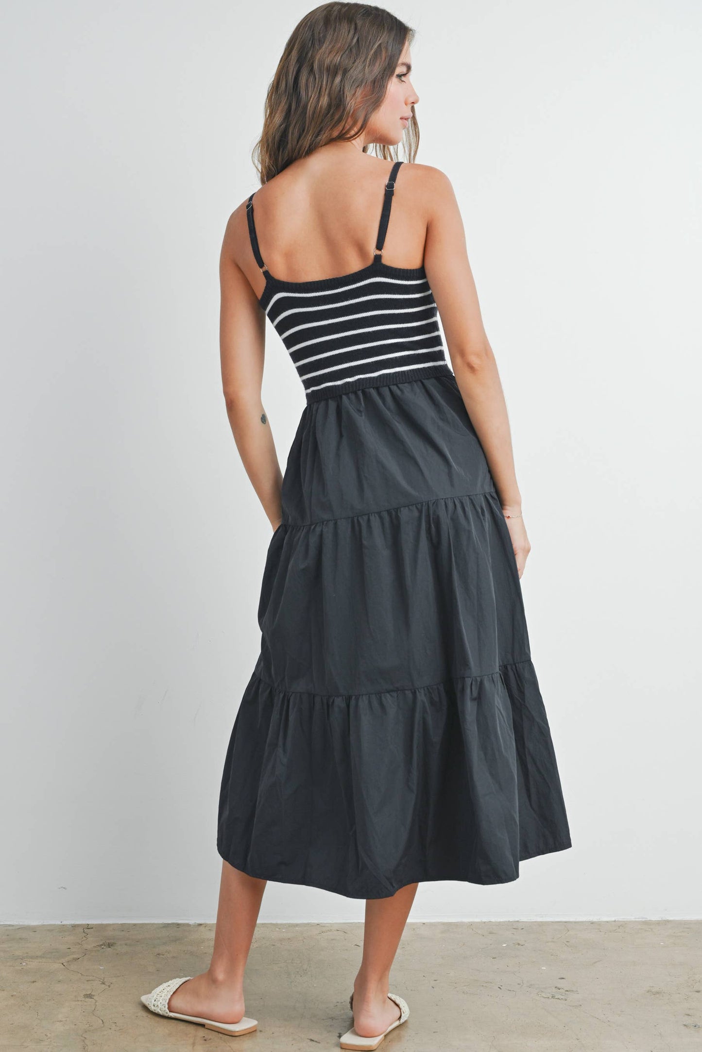 Striped Knit Top Tiered Maxi Dres