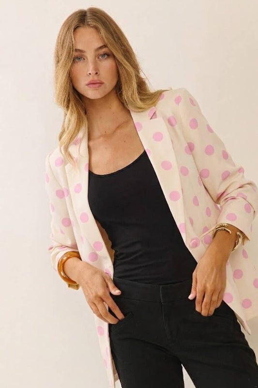 Polka Dot Collared Blazer