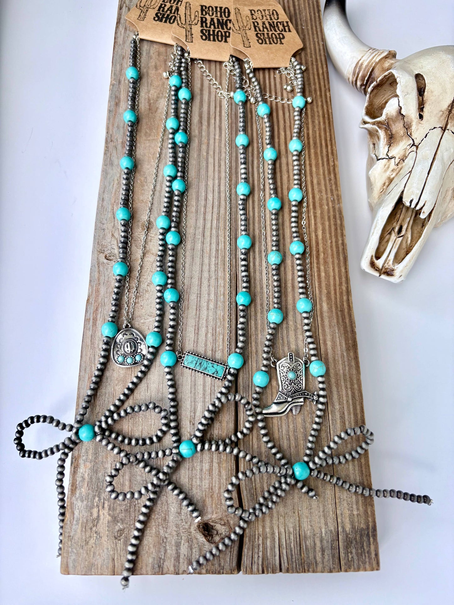 2 Layer Western Style Coquette Bow & Pendant Necklace