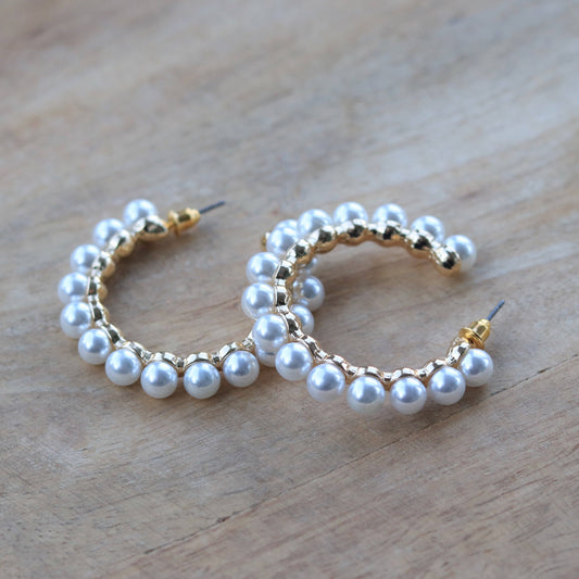Pearl hoop earrings