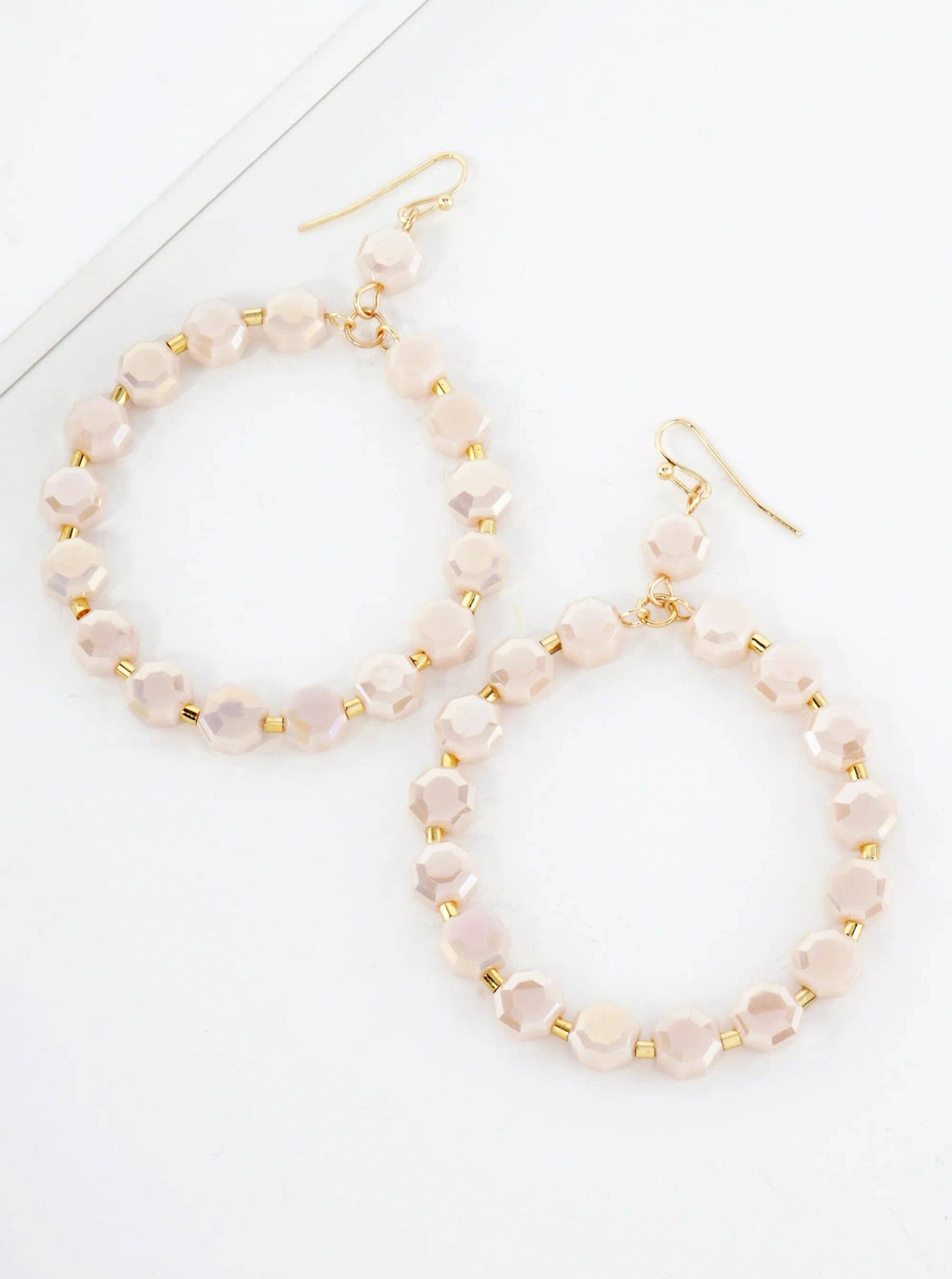 Faceted 8mm Octagon Glass-Beaded Circle Drop Statement Earrings