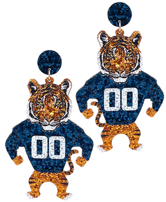 Auburn | Tiger Glitter Earrings