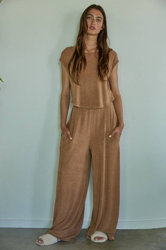 Knit Rayon Wide Leg Jumpsuit