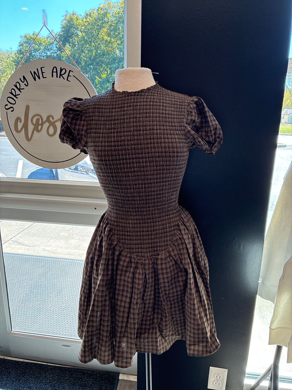 Dark Brown Flannel Mini Dress