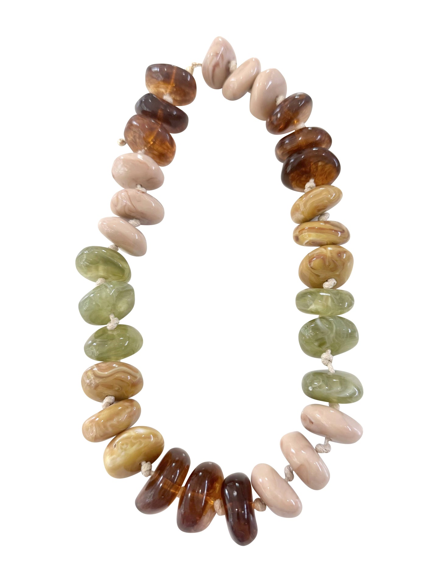 Chunky Beaded Necklace- Tortoise/Chartreuse Mix