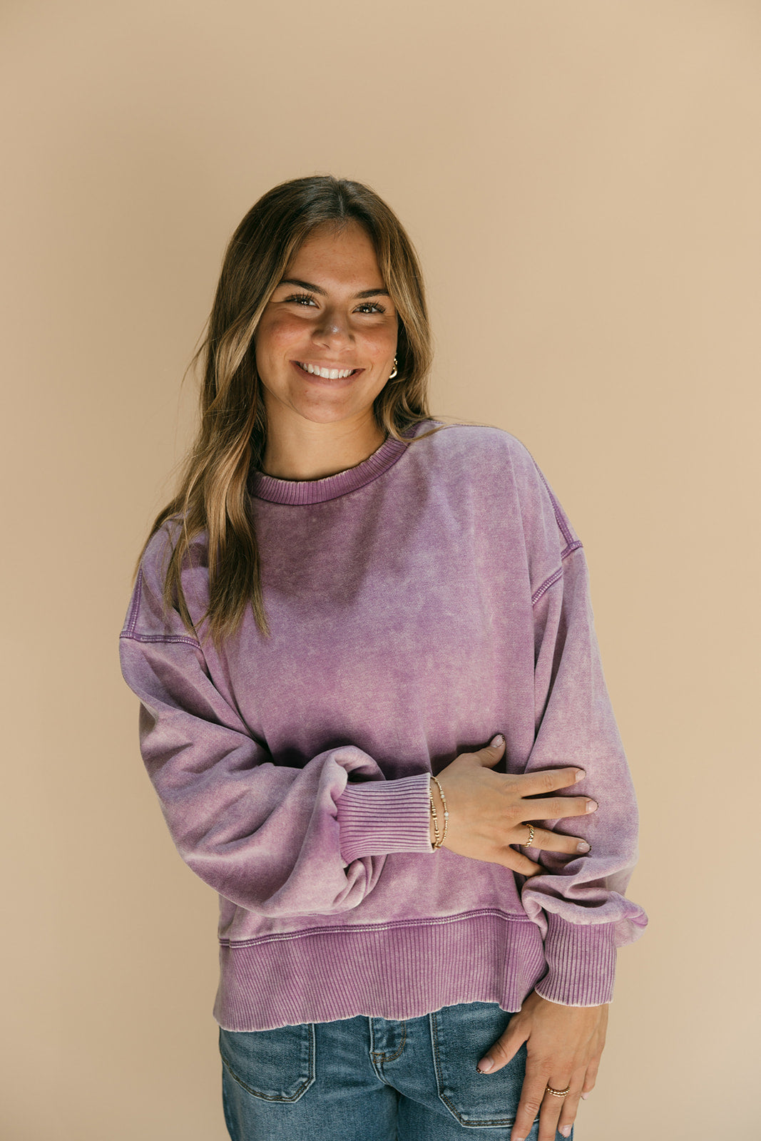 Acid wash oversized pullover