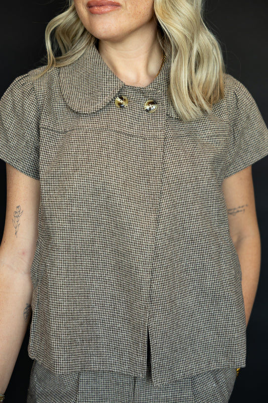 Tweed Short Sleeve Blouse