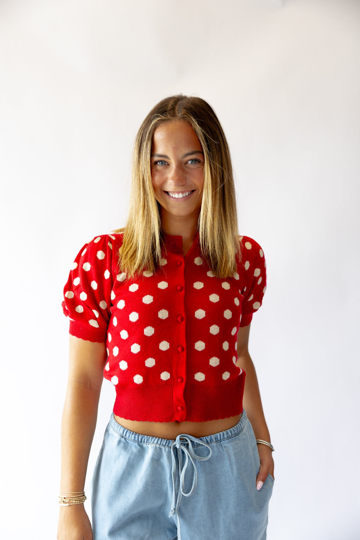 Polka Dot Red & White Cardigan
