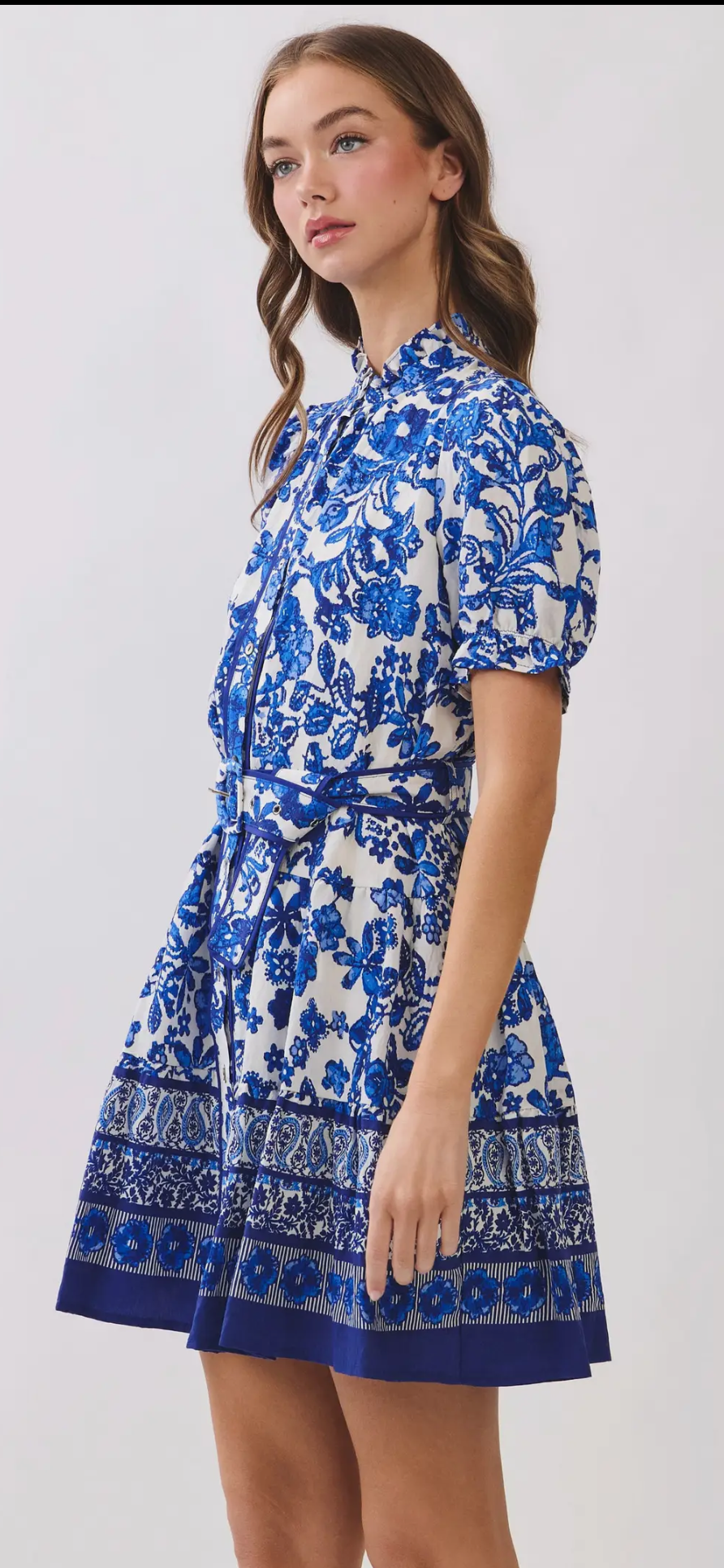 Blue Paisley Waist Tie Dress