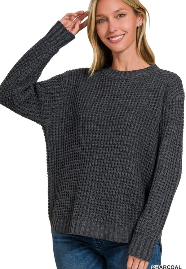 Hi-low Waffle Sweater