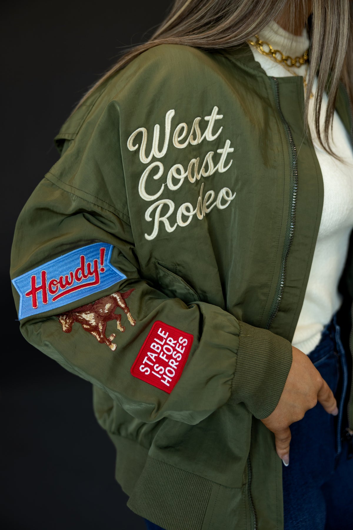 Army Green Bomber Rodeo Jacket